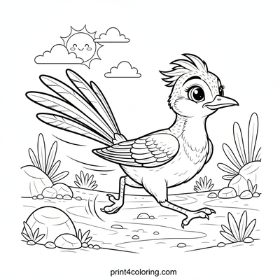 Desert Dash: Speedy Roadrunner Adventure - free printable coloring page