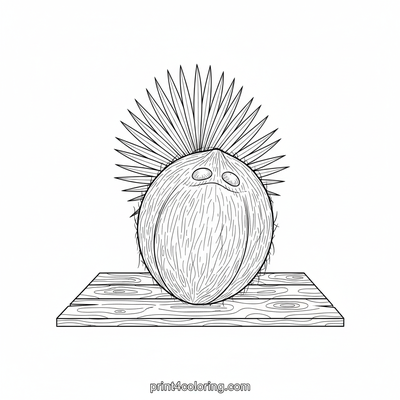 Detailed Tropical Coconut Study - free printable coloring page