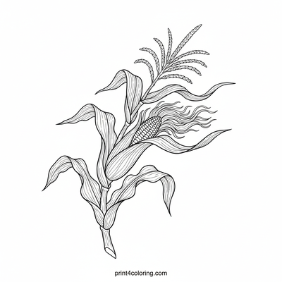 Majestic Maize: A Stalk of Summer's Gold - free printable coloring page