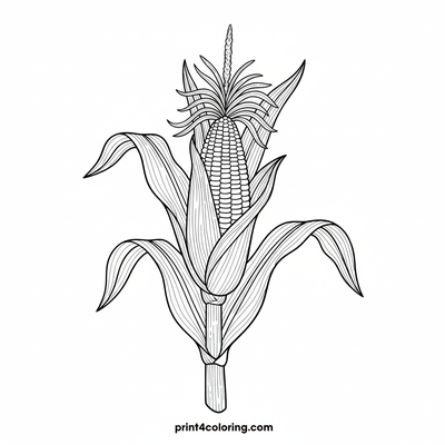 Golden Harvest Maize Stalk: A Botanical Wonder - free printable coloring page