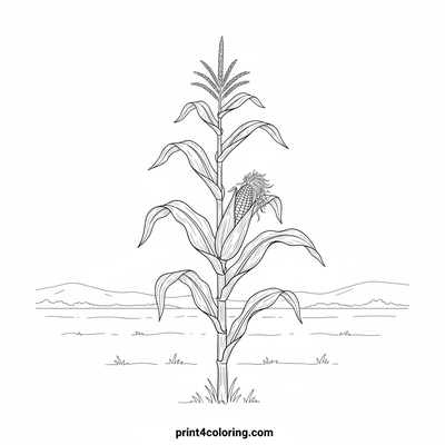 Majestic Maize: A Detailed Corn Stalk - free printable coloring page