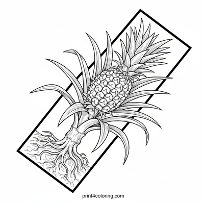 Tropical Treasure: Detailed Pineapple Plant - free printable coloring page
