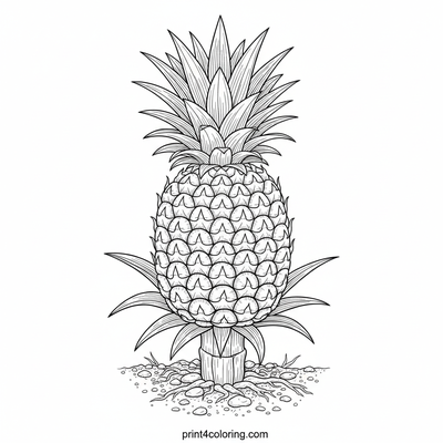 Intricate Pineapple Plant: A Botanical Masterpiece - free printable coloring page