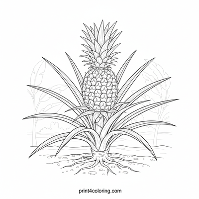 Magnificent Pineapple Plant Botanical Study - free printable coloring page