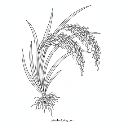The Mighty Rice Plant: A Detailed Botanical Study - free printable coloring page