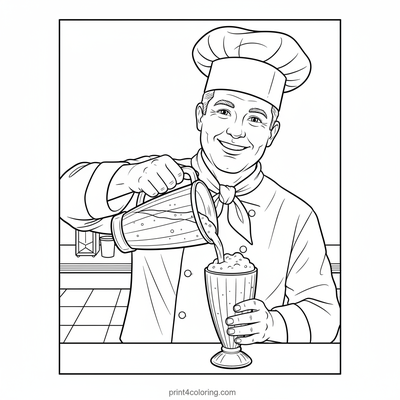 Vintage Diner Milkshake Magic - free printable coloring page