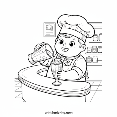 Vintage Diner Milkshake Magic - free printable coloring page