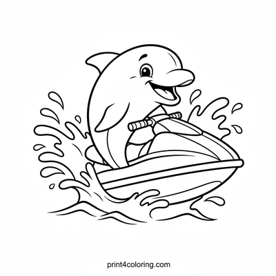 Dolphin's Awesome Jet Ski Splash! - free printable coloring page