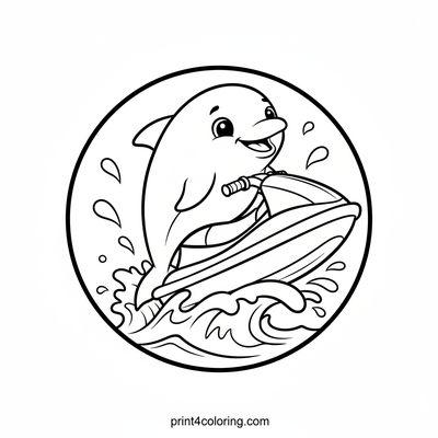 Happy Dolphin's High Jump Adventure - free printable coloring page