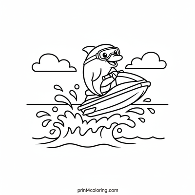Dolphin's Awesome Jet Ski Splash - free printable coloring page