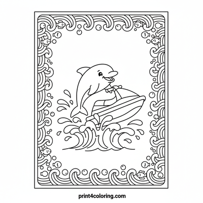 Dolphin's Awesome Jet Ski Adventure - free printable coloring page