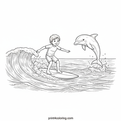 Dolphin's Playful Wave Ride - free printable coloring page