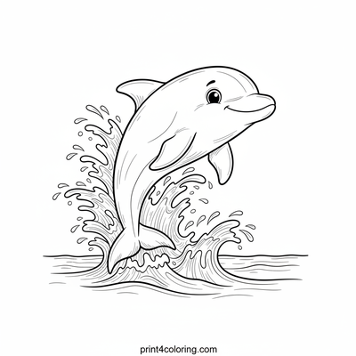 Joyful Dolphin's Golden Leap - free printable coloring page