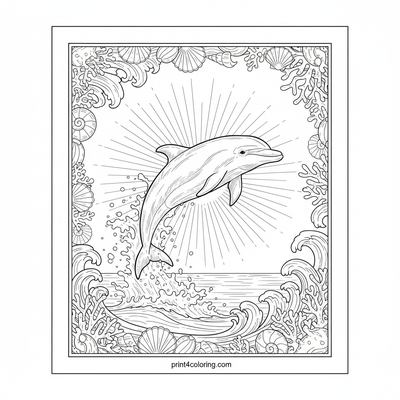 Majestic Dolphin's Sunny Splash - free printable coloring page