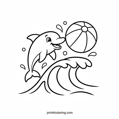 Dolphin's Beach Ball Bash - free printable coloring page