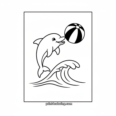 Dolphin's Beach Ball Bounce - free printable coloring page