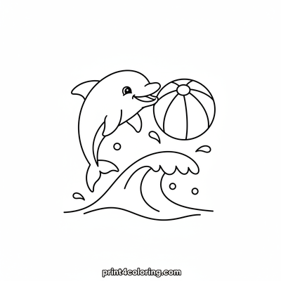 Playful Dolphin Beach Ball Fun - free printable coloring page