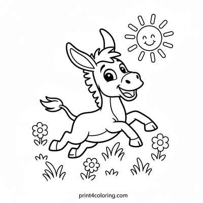 Donkey's Joyful Meadow Gallop - free printable coloring page