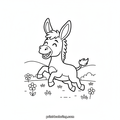 Smiling Donkey's Sunny Run - free printable coloring page