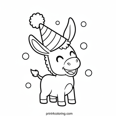 Donkey's Hilarious Hat Party! - free printable coloring page