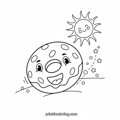 Donut's Delightful Roll Down the Hill - free printable coloring page