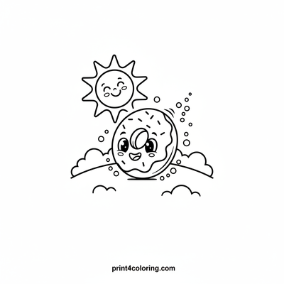 Donut's Sweet Roll Down the Hill - free printable coloring page