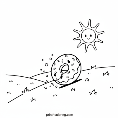 Donut's Rolling Adventure - free printable coloring page