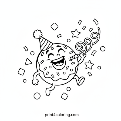 Donut Party Blast! - free printable coloring page