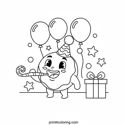 Donut Party Time! - free printable coloring page