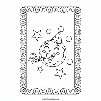 Happy Donut Party! - free printable coloring page