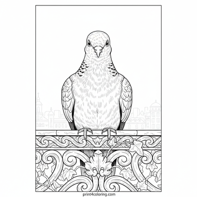Serene Balcony Dove Portrait - free printable coloring page
