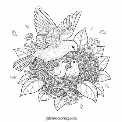 Nurturing Doves in a Cozy Nest - free printable coloring page