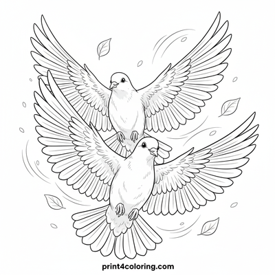 Graceful Ascent: Doves Taking Wing - free printable coloring page