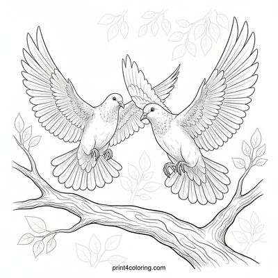 Graceful Ascent: Doves in Flight - free printable coloring page