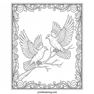 Graceful Doves Taking Flight - free printable coloring page