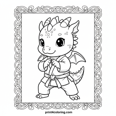 Little Dragon's Gentle Dojo Guard - free printable coloring page