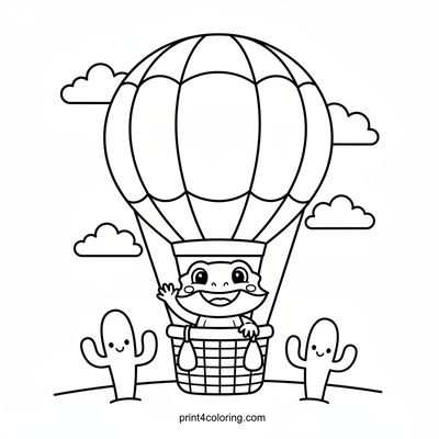 Bearded Dragon's Desert Balloon Adventure - free printable coloring page