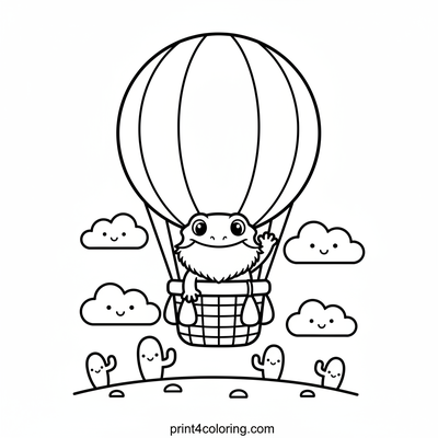 Bearded Dragon's Desert Sky Ride - free printable coloring page