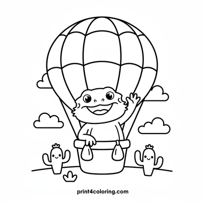 Bearded Dragon's Sky Voyage - free printable coloring page