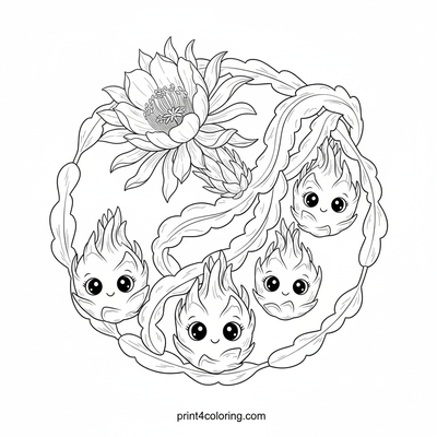 Cozy Dragon Fruit Garden - free printable coloring page