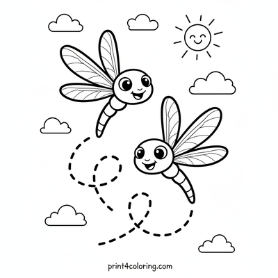 Happy Dragonfly Sky Acrobats