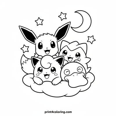 Starry Cloud Friends: Pokémon Dream Adventure - free printable coloring page