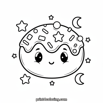 Sweet Dreams Donut Cloud - free printable coloring page