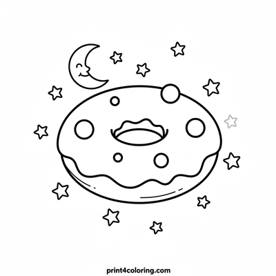 Sweet Dreams Donut Cloud - free printable coloring page