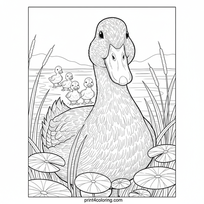 Duckling Parade to the Pond: A Fluffy Journey - free printable coloring page