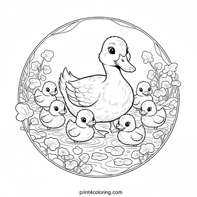 Fluffy Ducklings' Watercress Stream Adventure - free printable coloring page