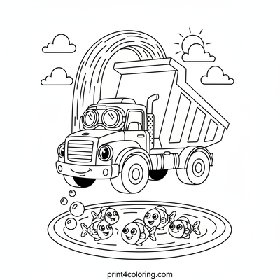 The Dump Truck's Underwater Adventure - free printable coloring page