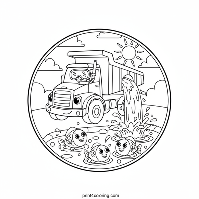 Dump Truck's Underwater Adventure - free printable coloring page