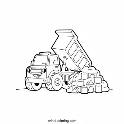 Happy Hauler's Block Drop - free printable coloring page