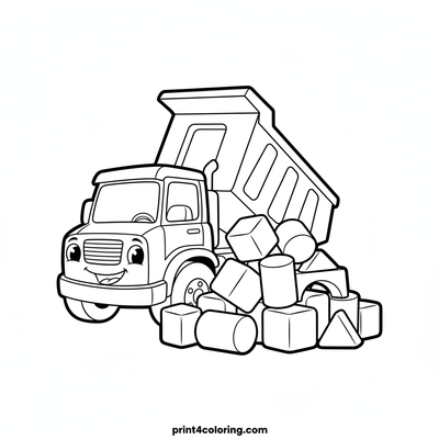 Big Build Dump Truck Fun - free printable coloring page
